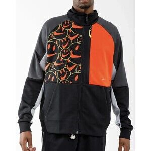 Nike N98 Smile Full Zip Track Jacket Men's Medium Black Orange DQ3524-010